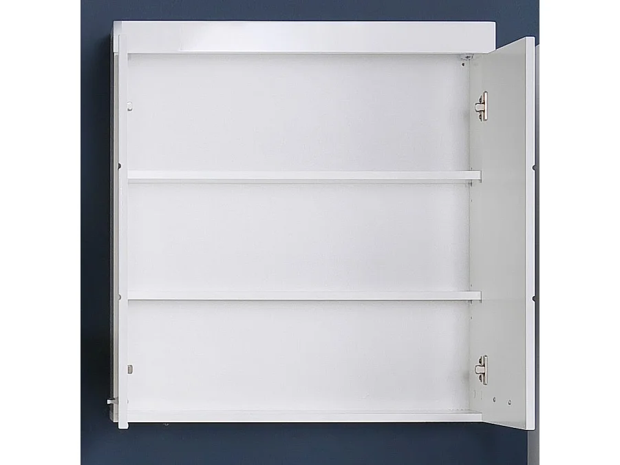 Armoire de toilette murale - 2 portes miroir -  mélaminé blanc - L - H - P : 60 - 77 - 17 cm