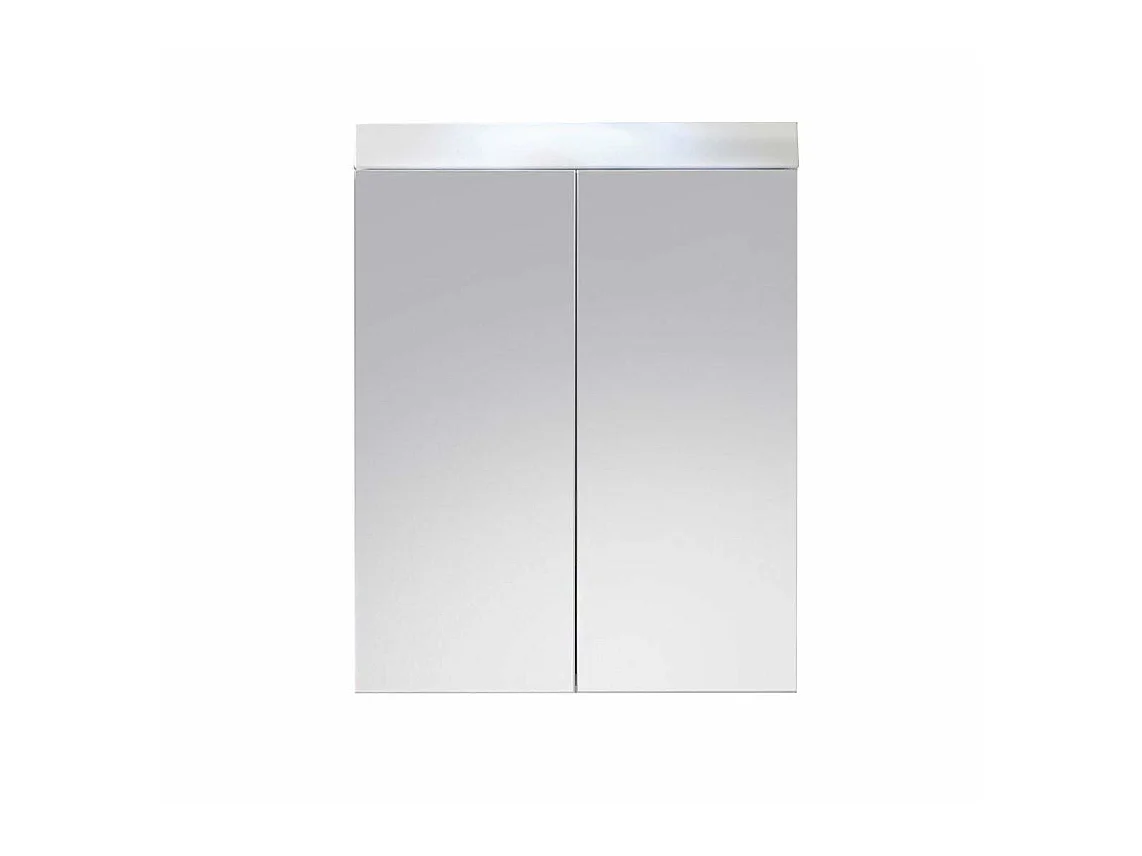 Armoire de toilette murale - 2 portes miroir -  mélaminé blanc - L - H - P : 60 - 77 - 17 cm