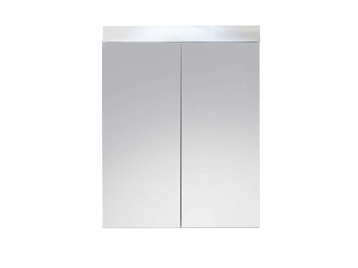 Armoire de toilette murale - 2 portes miroir -  mélaminé blanc - L - H - P : 60 - 77 - 17 cm