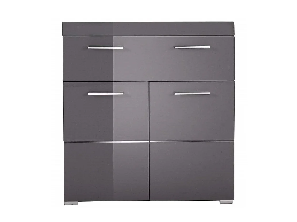 Meuble bas  mélaminé gris. L - H - P : 73 - 79 - 31 cm