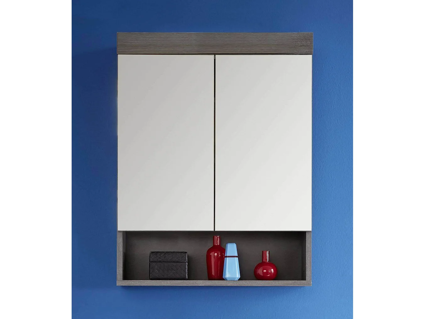 Meuble de salle de bain - Armoire de toilette en mélaminé. L-H-P : 58 - 75 - 18 cm