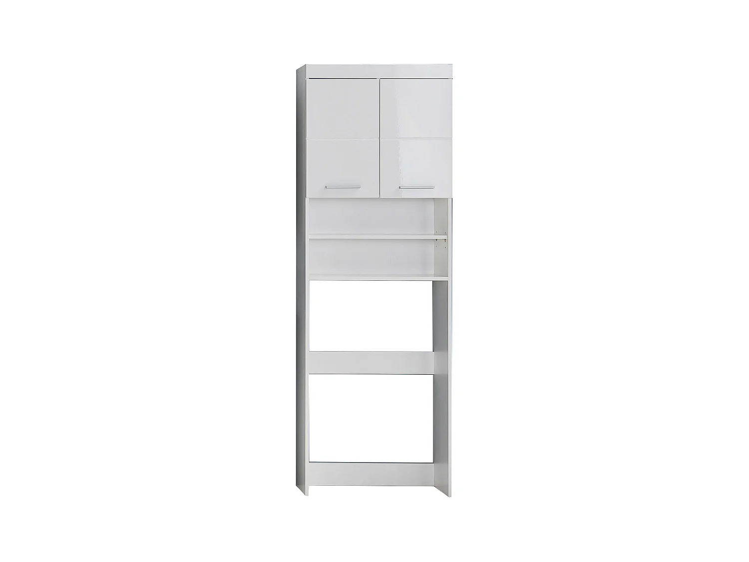 Meuble de salle de bain mélaminé emplacement lave linge. Blanc brillant. L-H-P : 63 - 187 - 24 cm.