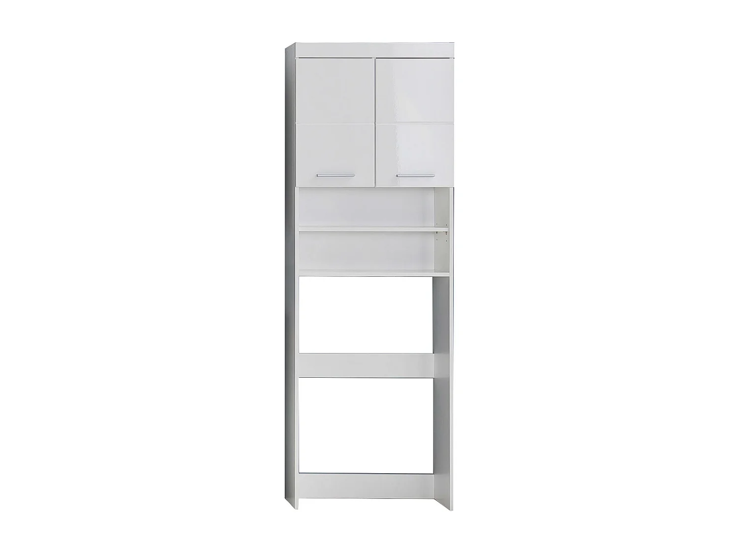 Meuble de salle de bain mélaminé emplacement lave linge. Blanc brillant. L-H-P : 63 - 187 - 24 cm.