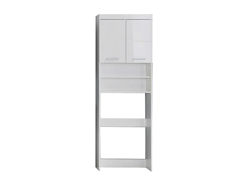 Meuble de salle de bain mélaminé emplacement lave linge. Blanc brillant. L-H-P : 63 - 187 - 24 cm.