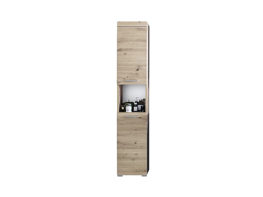 Meuble de salle de bain mélaminé - Meuble Colonne. Chêne. L-H-P : 37 - 190 - 31 cm