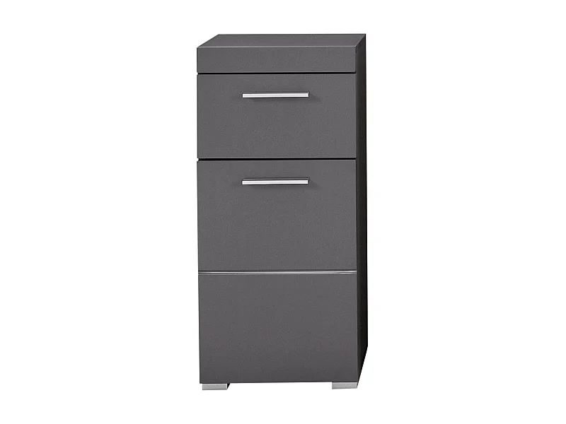 Meuble bas  mélaminé gris ; L - H - P : 37 - 79 - 31 cm