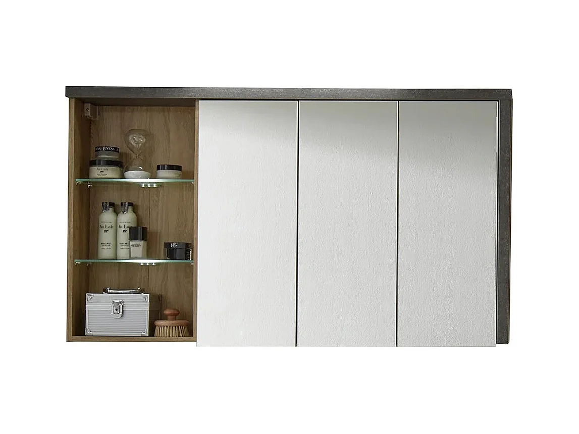 Armoire murale 3 portes miroirs et 1 étagère Babel 123cm
