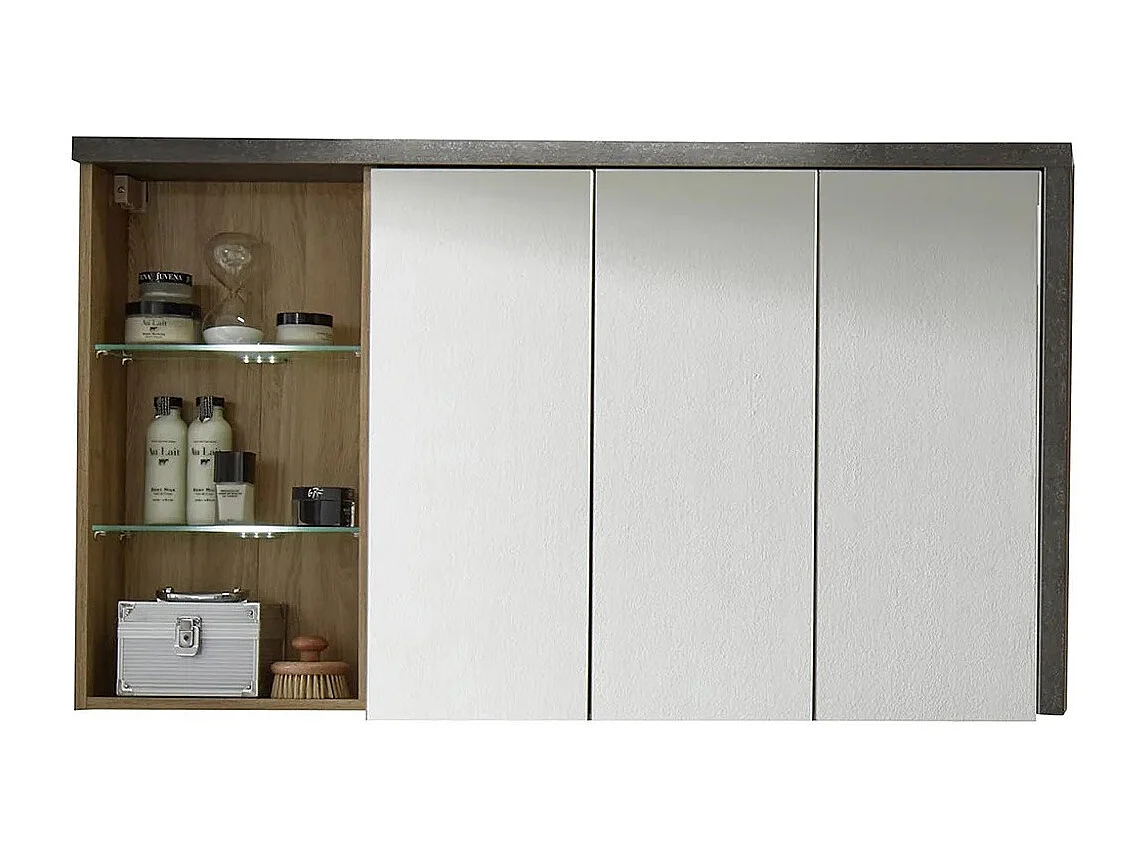 Armoire murale 3 portes miroirs et 1 étagère Babel 123cm