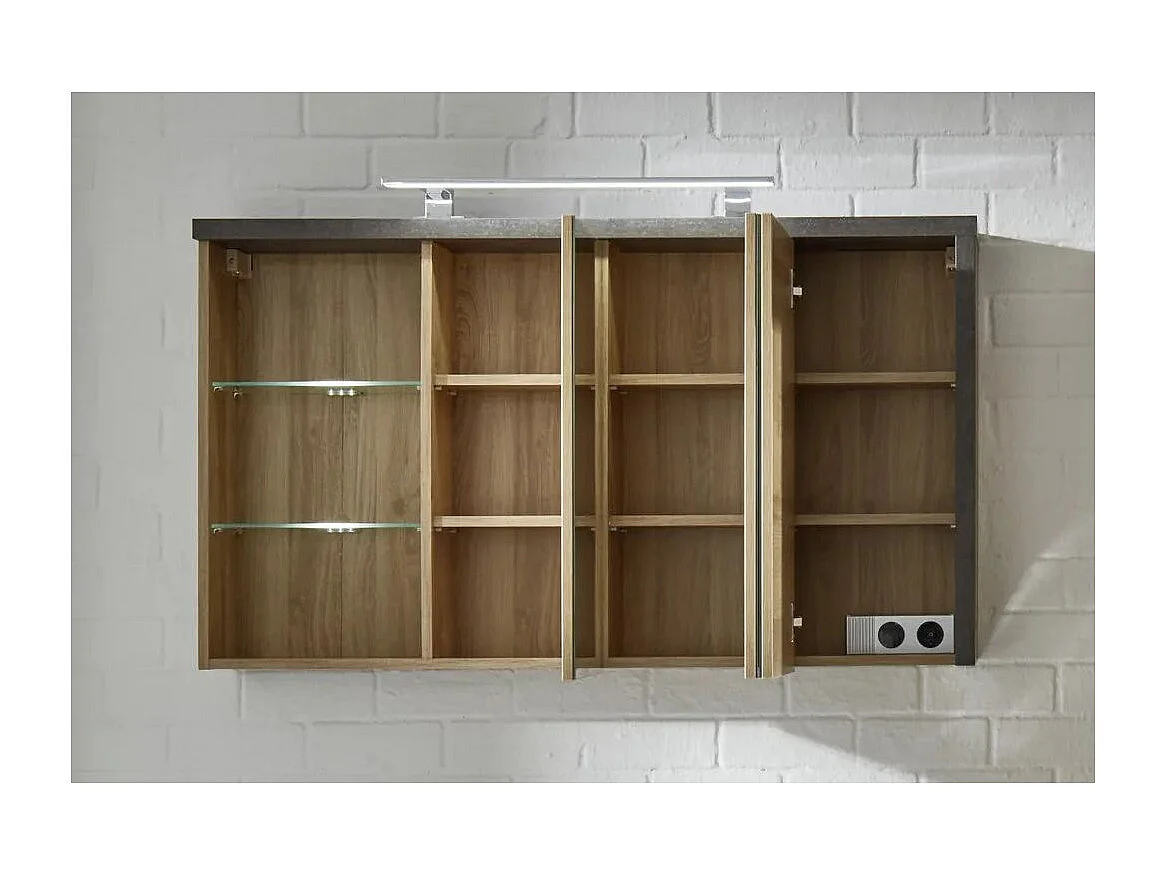 Armoire murale 3 portes miroirs et 1 étagère Babel 123cm