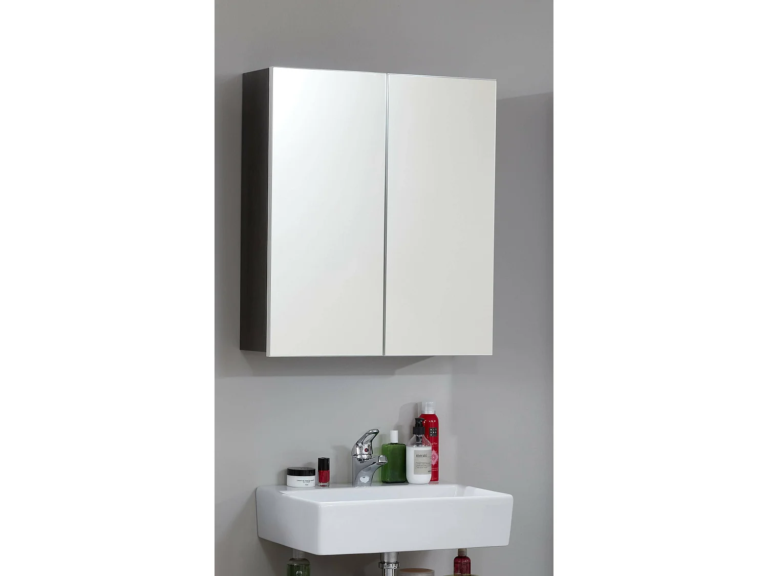 Meuble de salle bain en mélaminé - Armoire de toilette avec miroir. L- H - P : 60 - 67 - 18