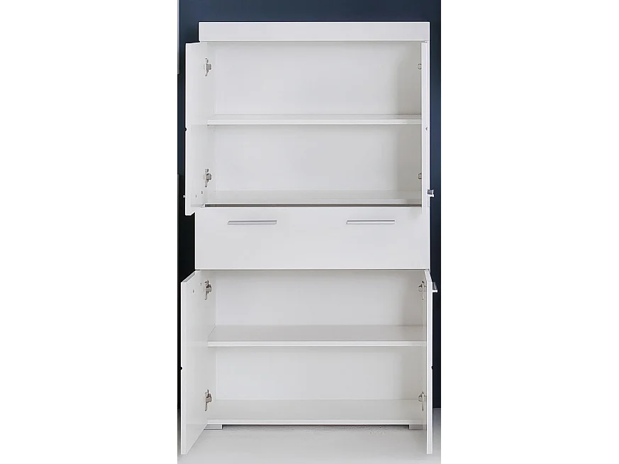 Meuble de salle de bain mélaminé - Meuble Commode. Blanc brillant. L-H-P : 73 - 132 - 31 cm