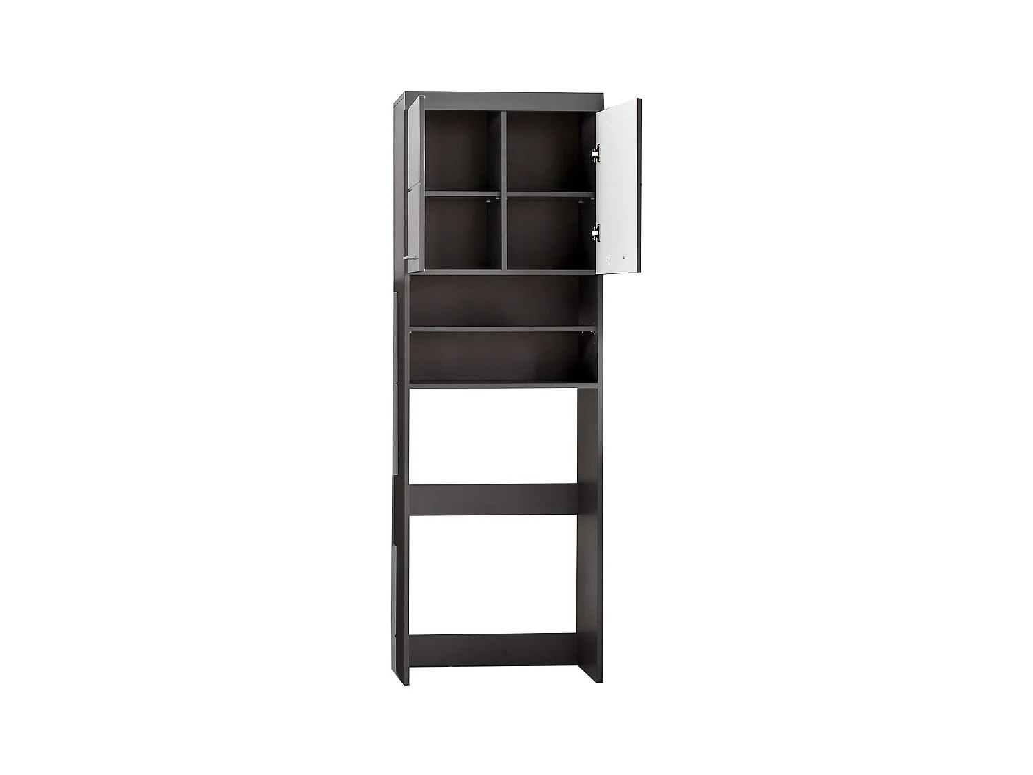 Meuble de salle de bain mélaminé emplacement lave linge. Gris. L-H-P : 63 - 187 - 24 cm.