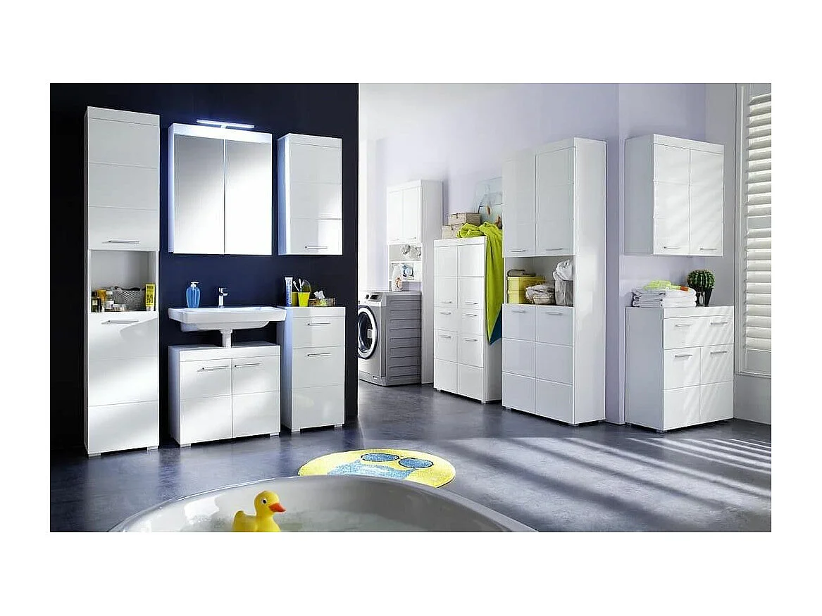 Armoire murale avec miroir blanc brillant Kelia 60cm