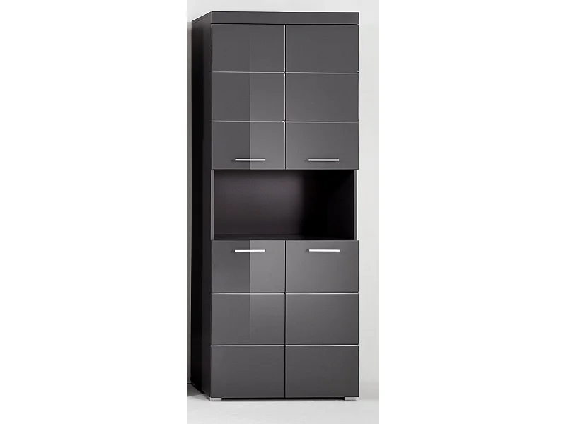 Meuble de salle de bain mélaminé - Meuble Colonne. Gris. L-H-P : 73 - 190 - 31 cm