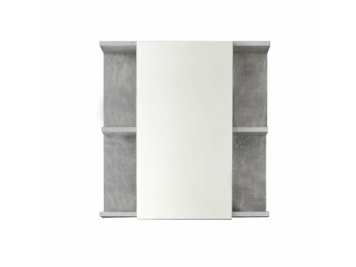 Meuble de salle de bain - Armoire de toilette avec miroir en mélaminé blanc brillant-gris. L-H-P:60-62-20cm