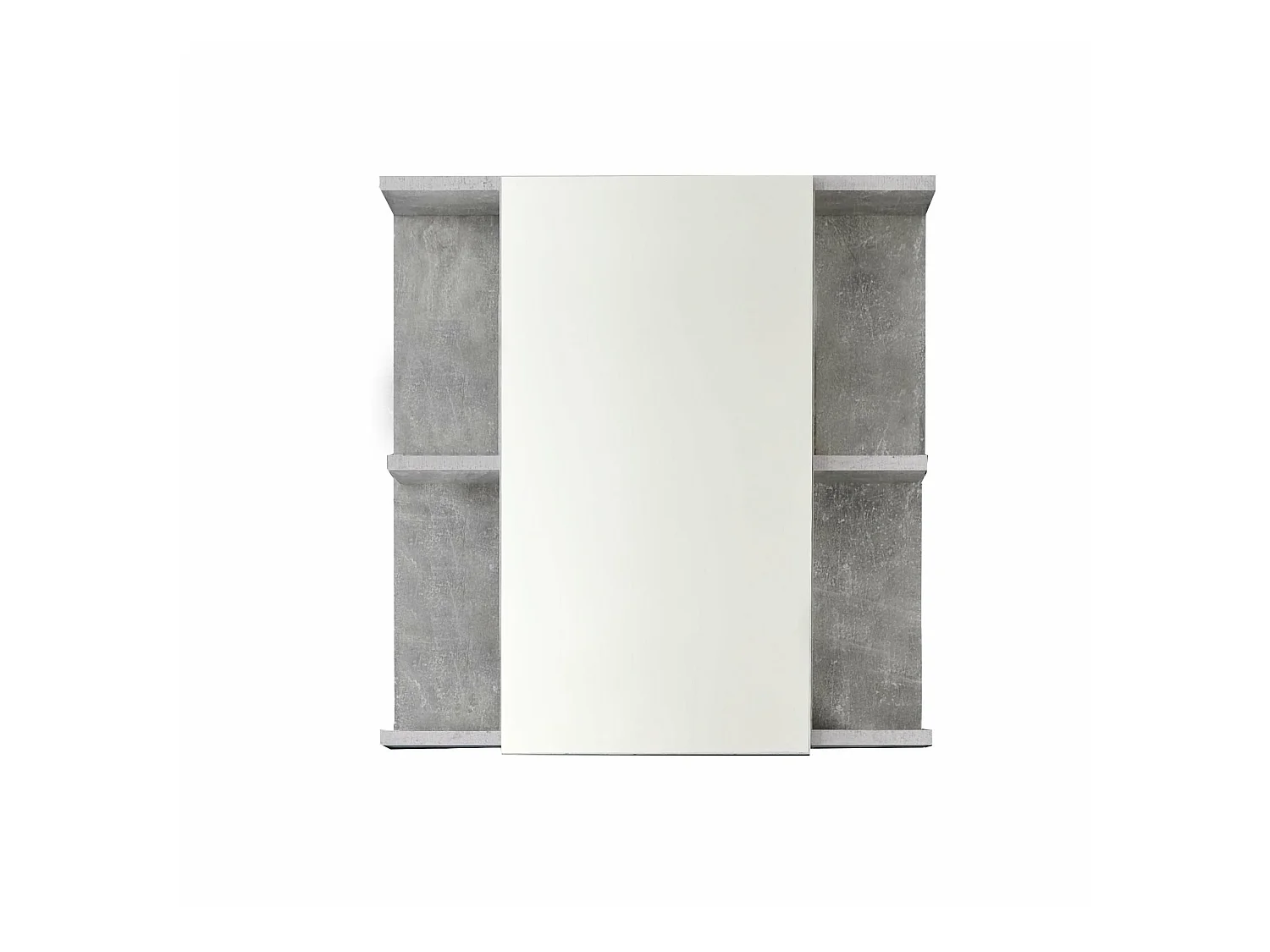 Meuble de salle de bain - Armoire de toilette avec miroir en mélaminé blanc brillant-gris. L-H-P:60-62-20cm