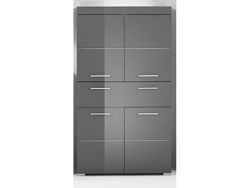 Meuble de salle de bain mélaminé - Meuble Commode. Gris. L-H-P : 73 - 132 - 31 cm