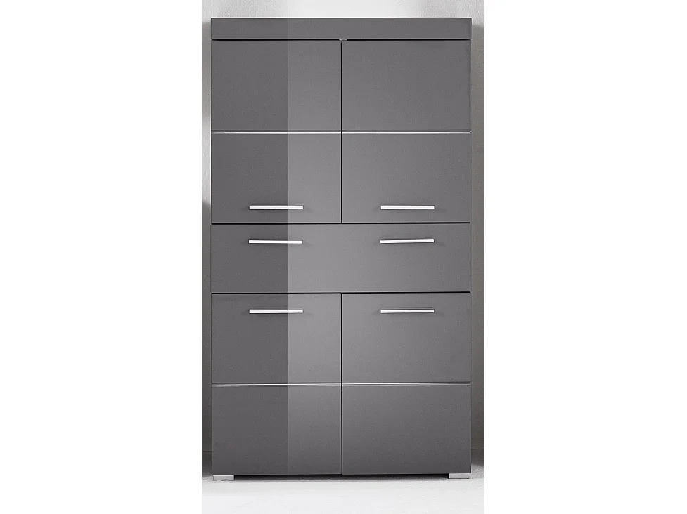 Meuble de salle de bain mélaminé - Meuble Commode. Gris. L-H-P : 73 - 132 - 31 cm