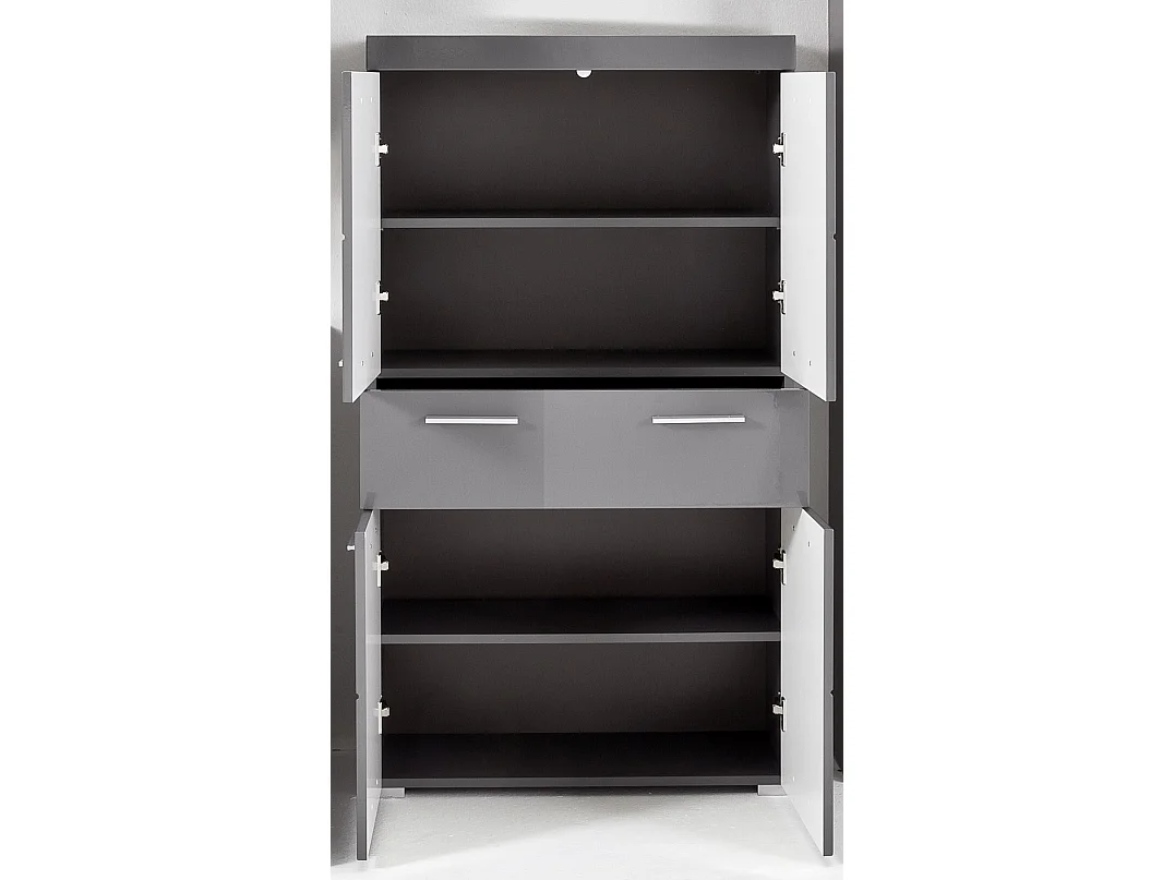 Meuble de salle de bain mélaminé - Meuble Commode. Gris. L-H-P : 73 - 132 - 31 cm