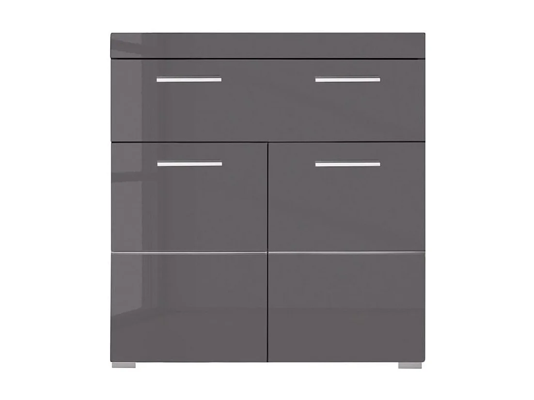 Meuble bas de salle de bain 2 portes 1 tiroir gris brillant Kelia 73cm