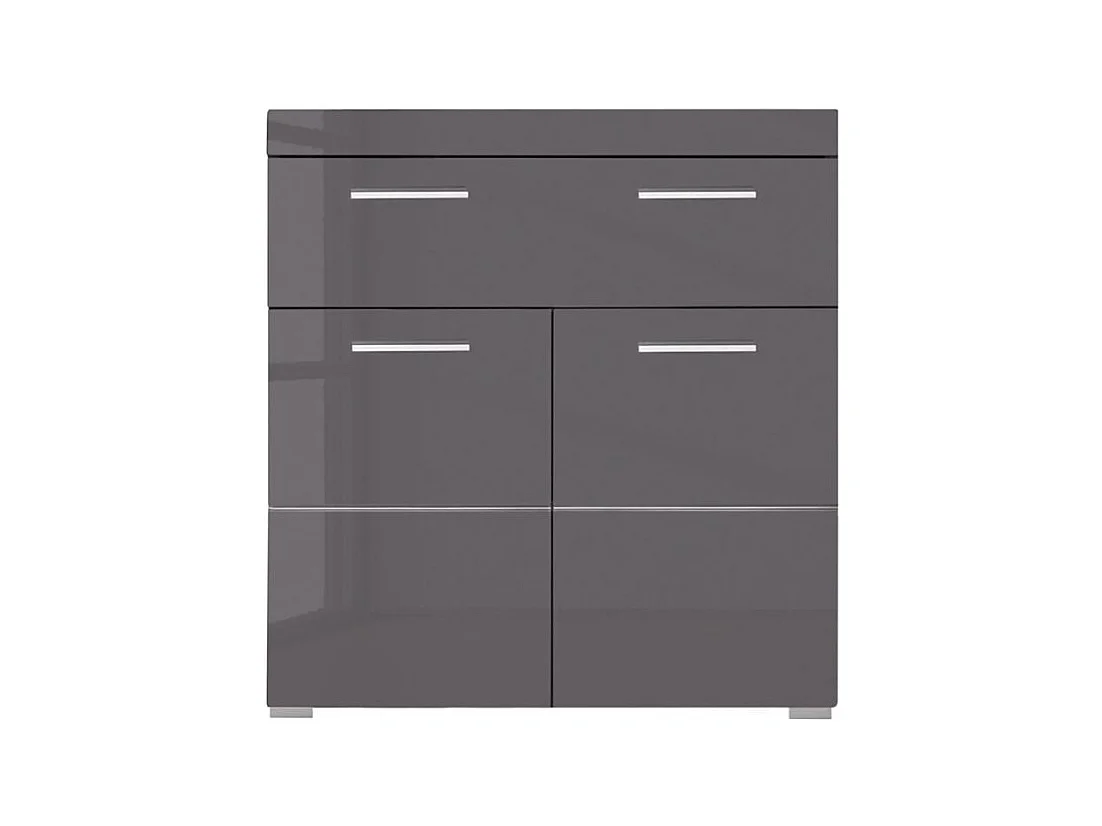 Meuble bas de salle de bain 2 portes 1 tiroir gris brillant Kelia 73cm