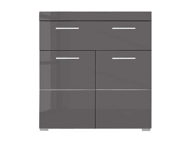Meuble bas de salle de bain 2 portes 1 tiroir gris brillant Kelia 73cm