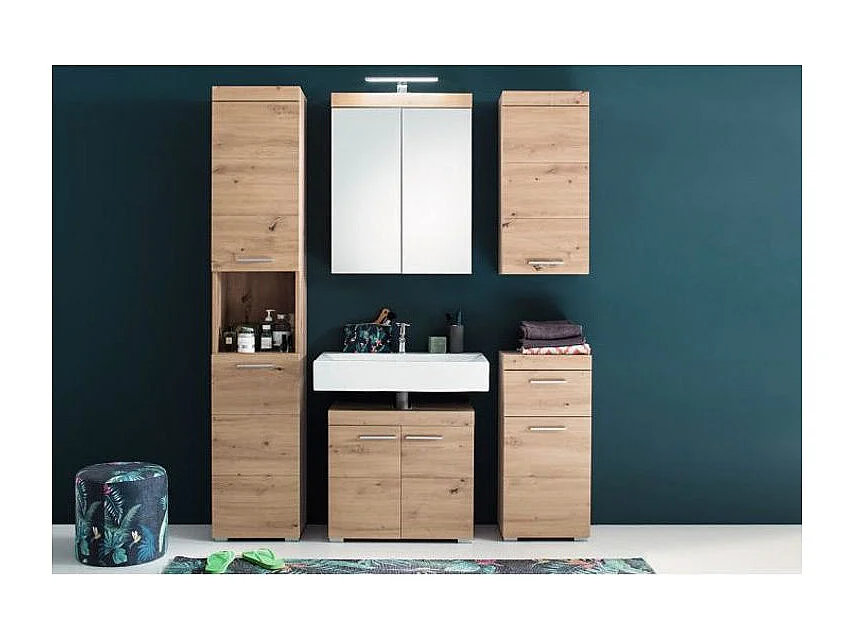 Colonne de salle de bain 2 portes chêne clair Kelia 37cm