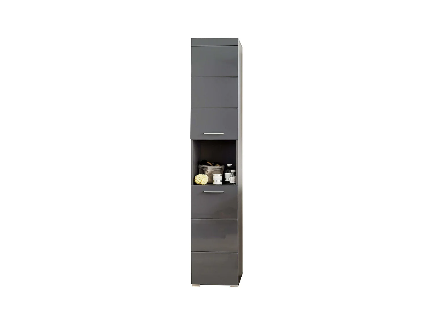 Meuble de salle de bain mélaminé - Meuble Colonne. Gris. L-H-P : 37 - 190 - 31 cm
