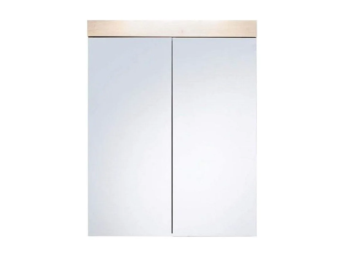 Armoire murale blanc brillant et chêne clair Kelia 60cm