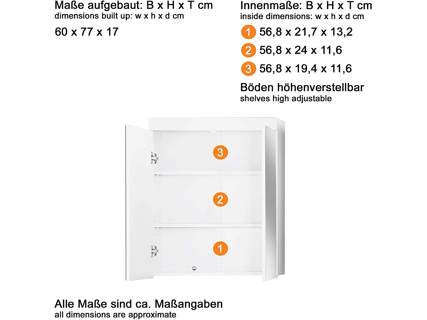 Armoire murale blanc brillant et chêne clair Kelia 60cm
