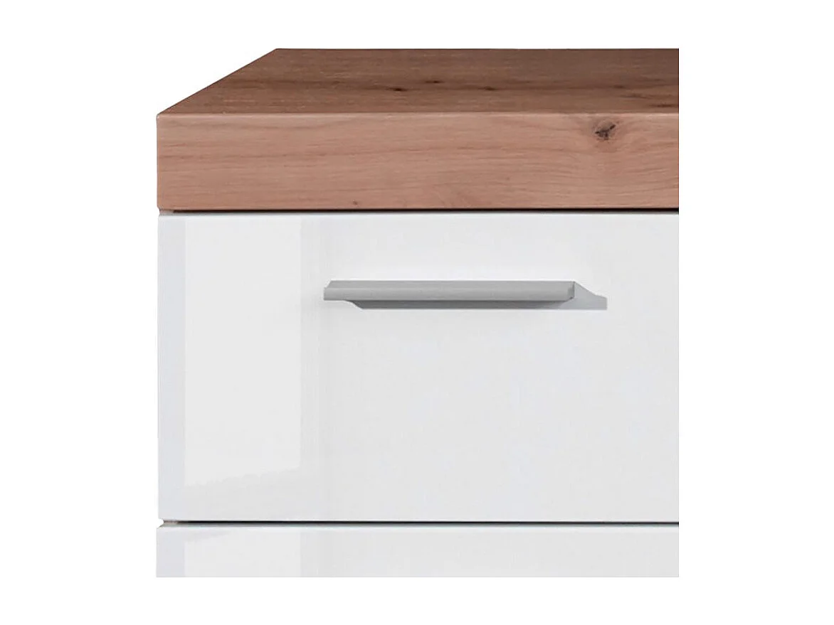 Colonne de salle de bain blanc brillant et chêne noueux Kelia 37cm