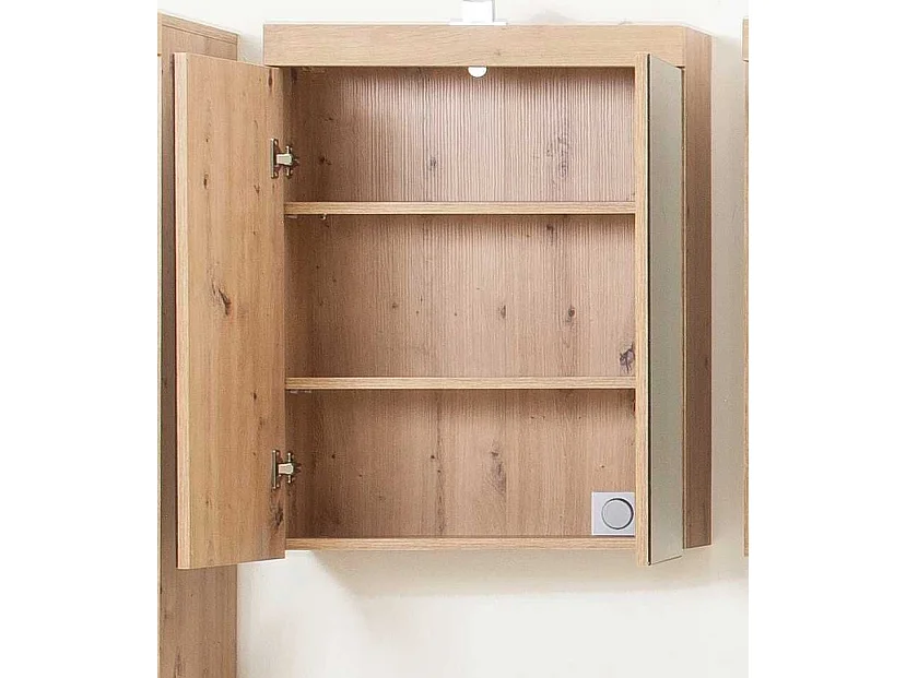 Armoire murale blanc brillant et chêne noueux Kelia 60cm
