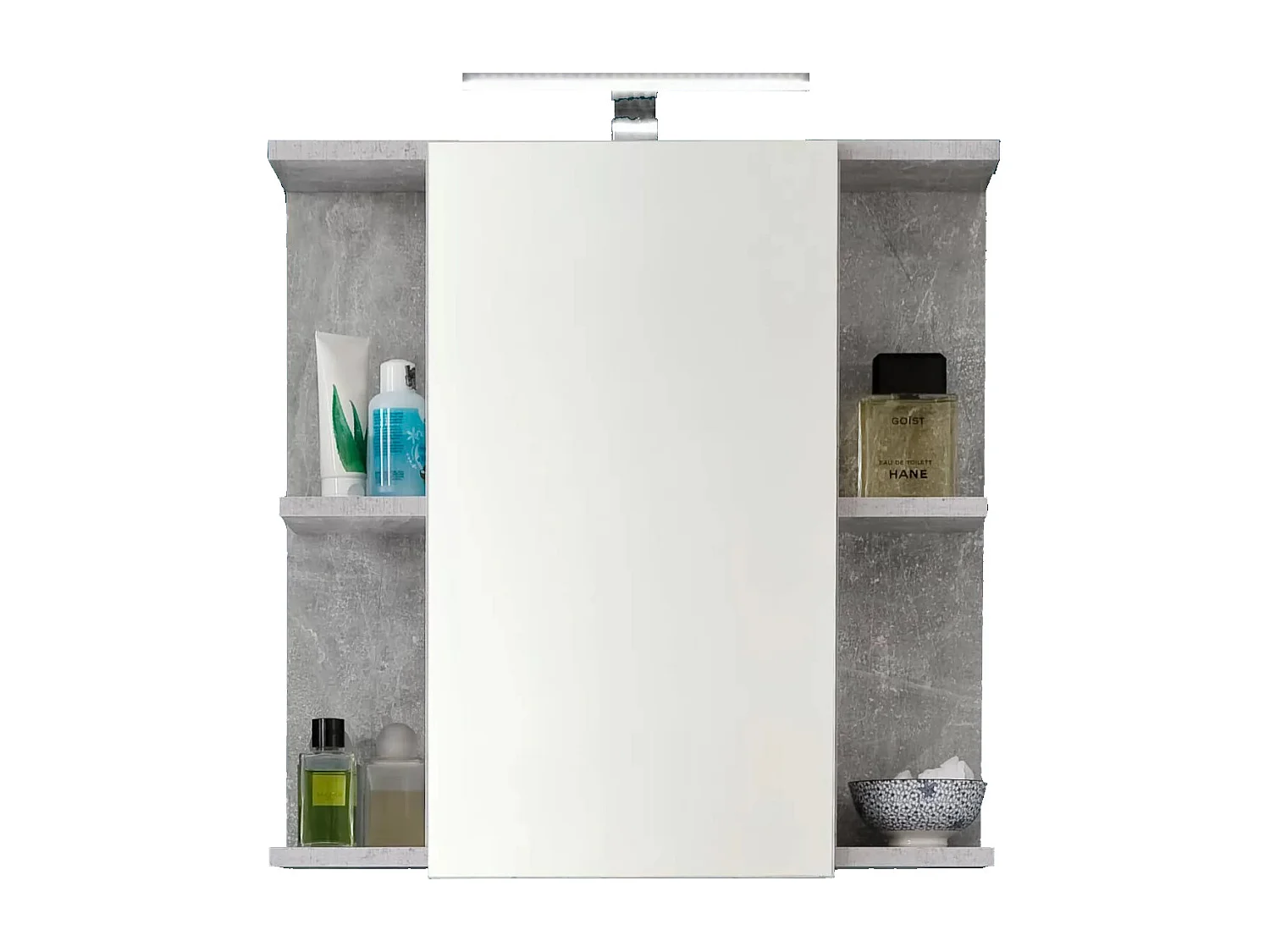 Armoire de toilette à LED 1 porte mélaminé blanc et gris avec miroir Lenny