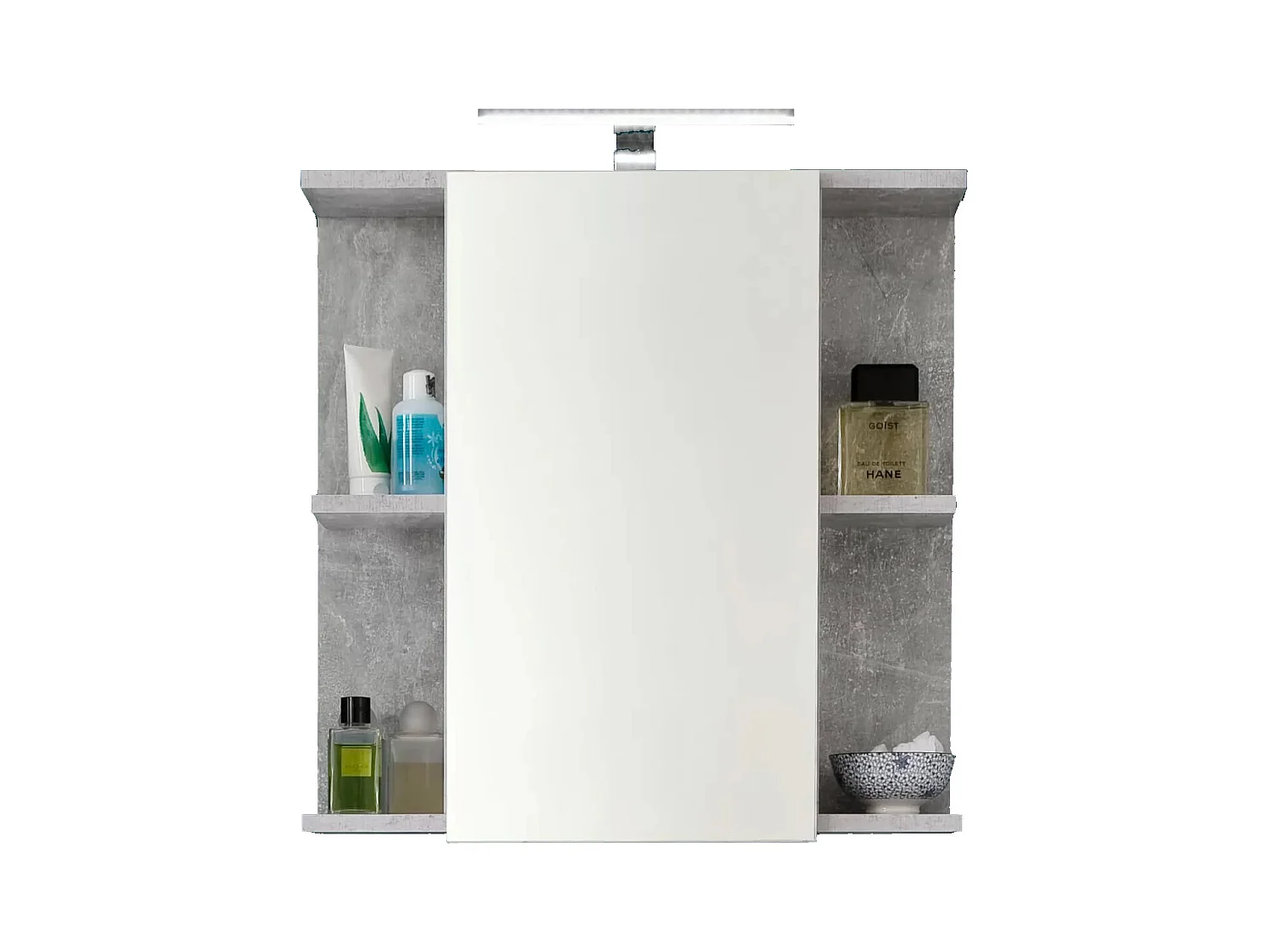 Armoire de toilette à LED 1 porte mélaminé blanc et gris avec miroir Lenny