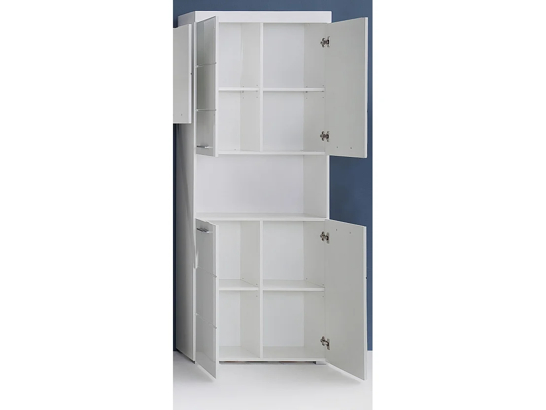 Meuble de salle de bain mélaminé - Meuble Colonne. Blanc brillant. L-H-P : 73 - 190 - 31 cm