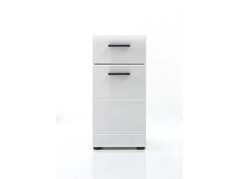 Meuble bas mélaminé blanc brillant. L - H - P : 30 | 79 | 31 cm