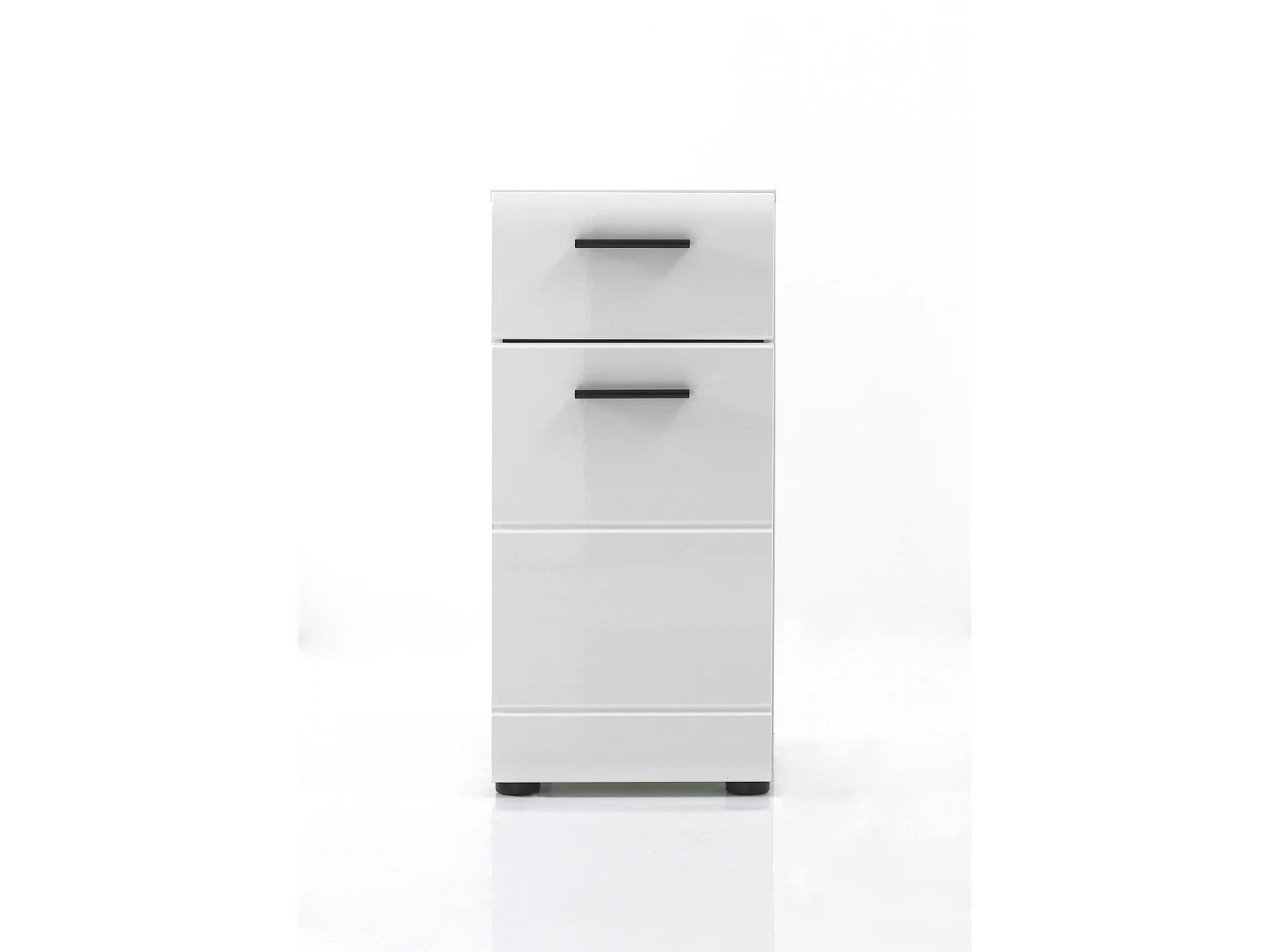 Meuble bas mélaminé blanc brillant. L - H - P : 30 | 79 | 31 cm