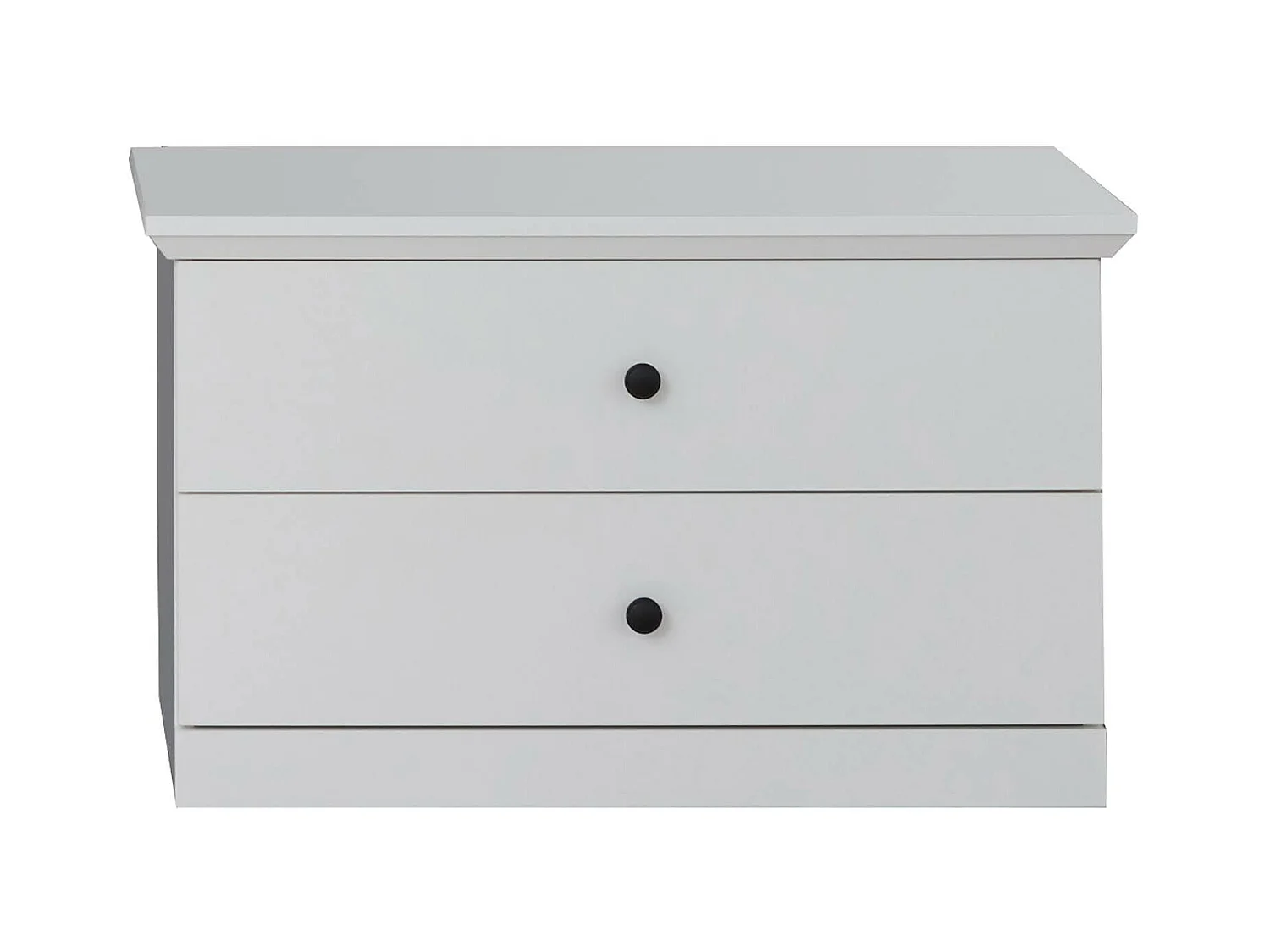 Meuble chambre. Commode 2 tiroirs mélaminé blanc. L - H - P : 81 | 49 | 41 cm.