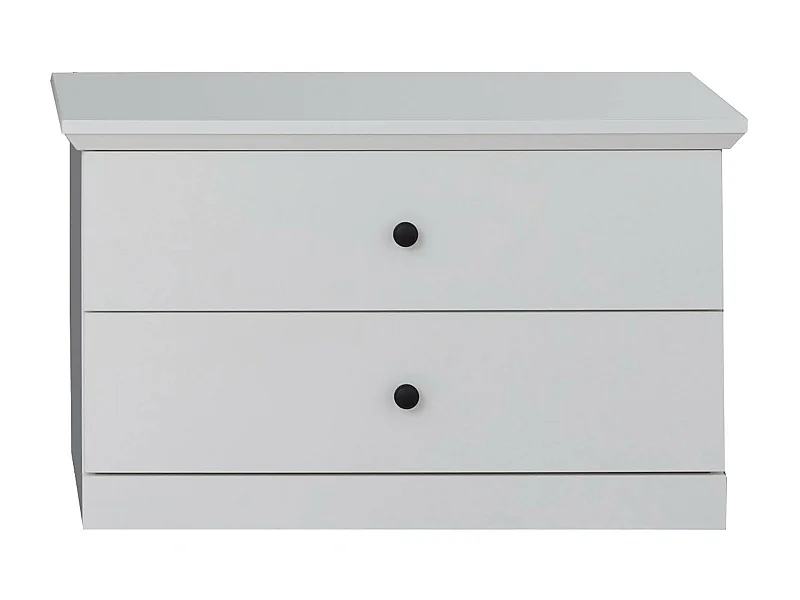 Meuble chambre. Commode 2 tiroirs mélaminé blanc. L - H - P : 81 | 49 | 41 cm.