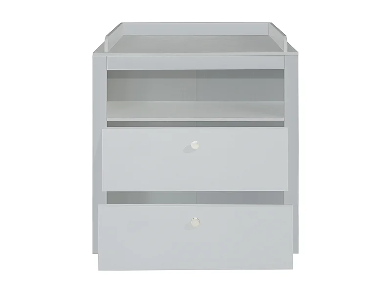 Meuble Bébé-Enfant - Commode avec plan à langer - Mélaminè - Blanc - 96 - 104 - 69 cm