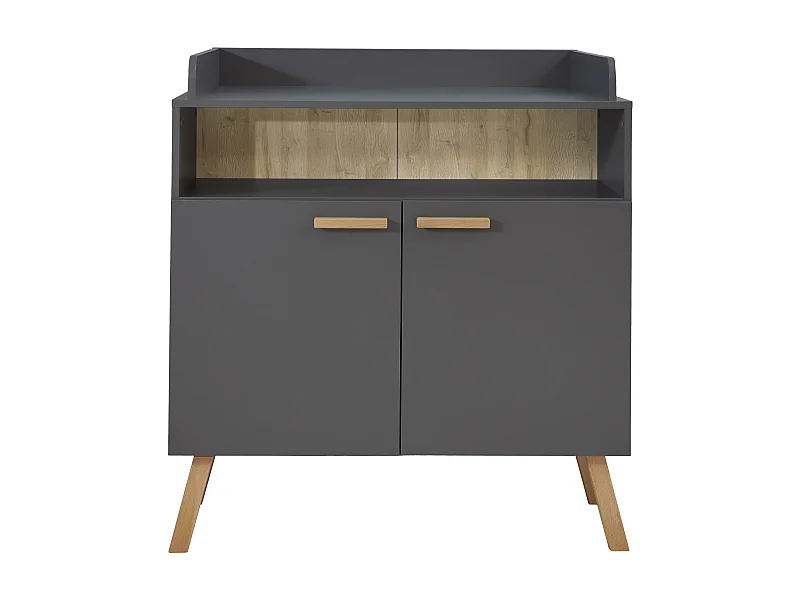 Meuble Bébé-Enfant - Commode avec plan à langer - Mélaminé - Gris - 96 - 103 - 77 cm