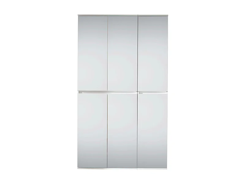 Meuble de chambre - Armoire avec 6 portes-miroirs en mélaminé blanc. L-H-P : 111-191-34 cm.