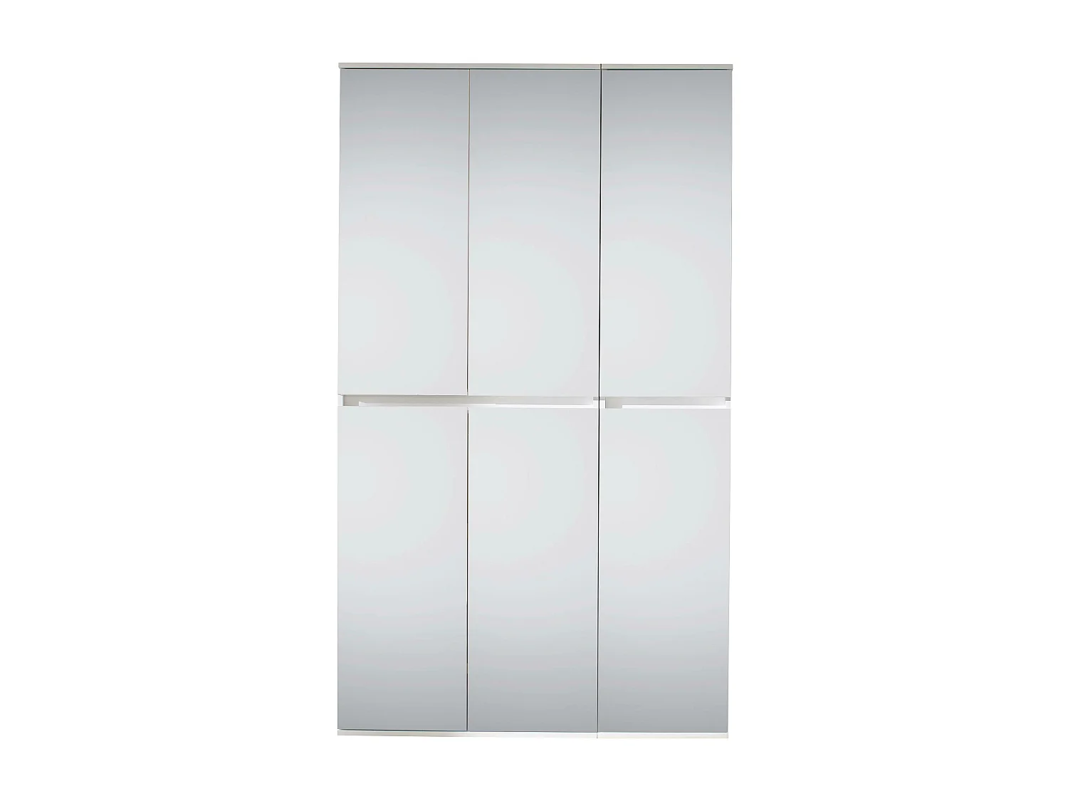 Meuble de chambre - Armoire avec 6 portes-miroirs en mélaminé blanc. L-H-P : 111-191-34 cm.