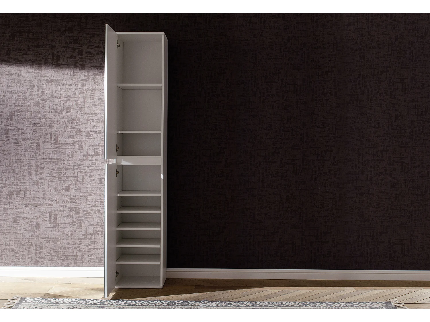 Meuble de chambre - Armoire avec 2 portes-miroirs en mélaminé. L-H-P : 37-191-34 cm.