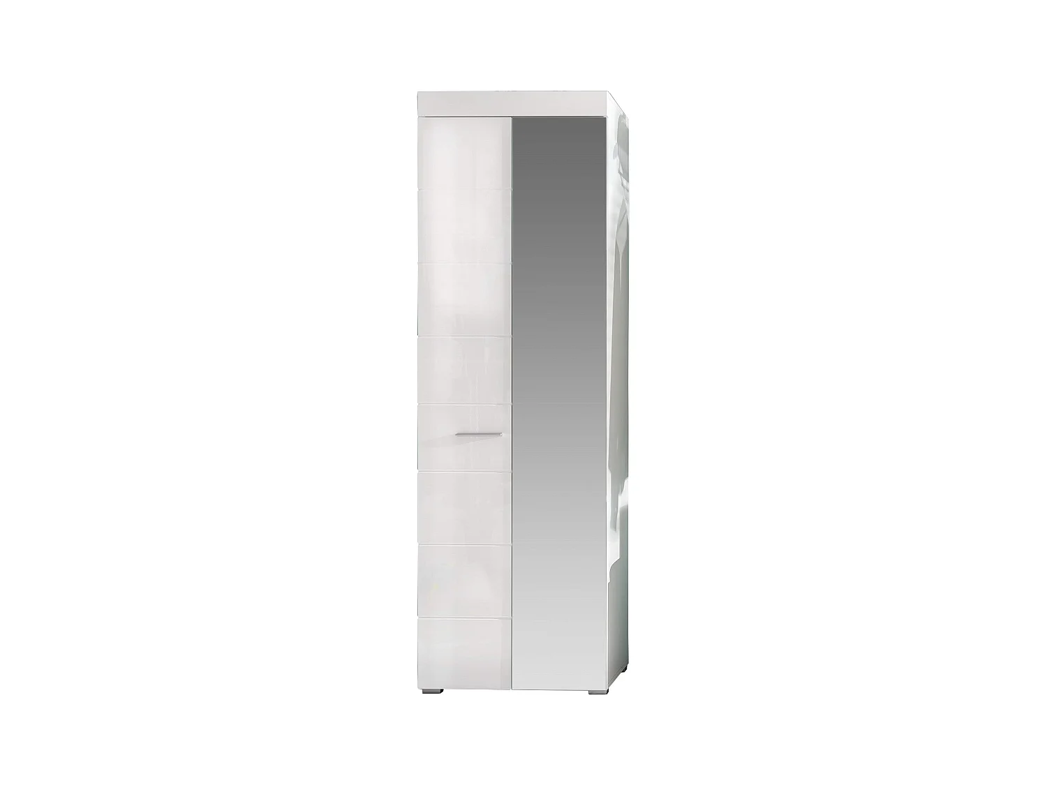 Armoire de rangement 1 porte blanc brillant 1 porte miroir Kelia 62cm