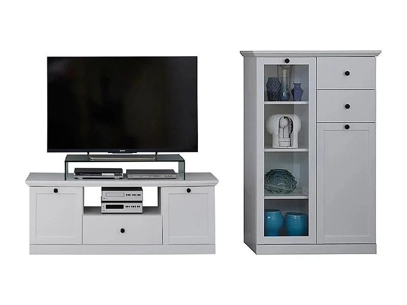 Ensemble meuble TV 2 pièces blanc mat Valex 235cm
