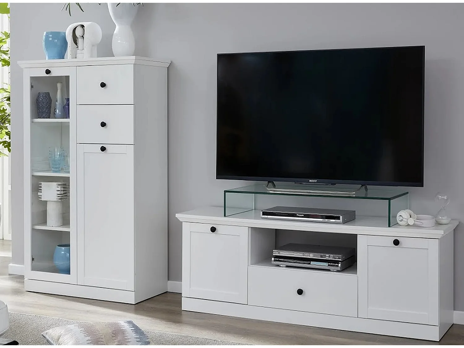 Ensemble meuble TV 2 pièces blanc mat Valex 235cm
