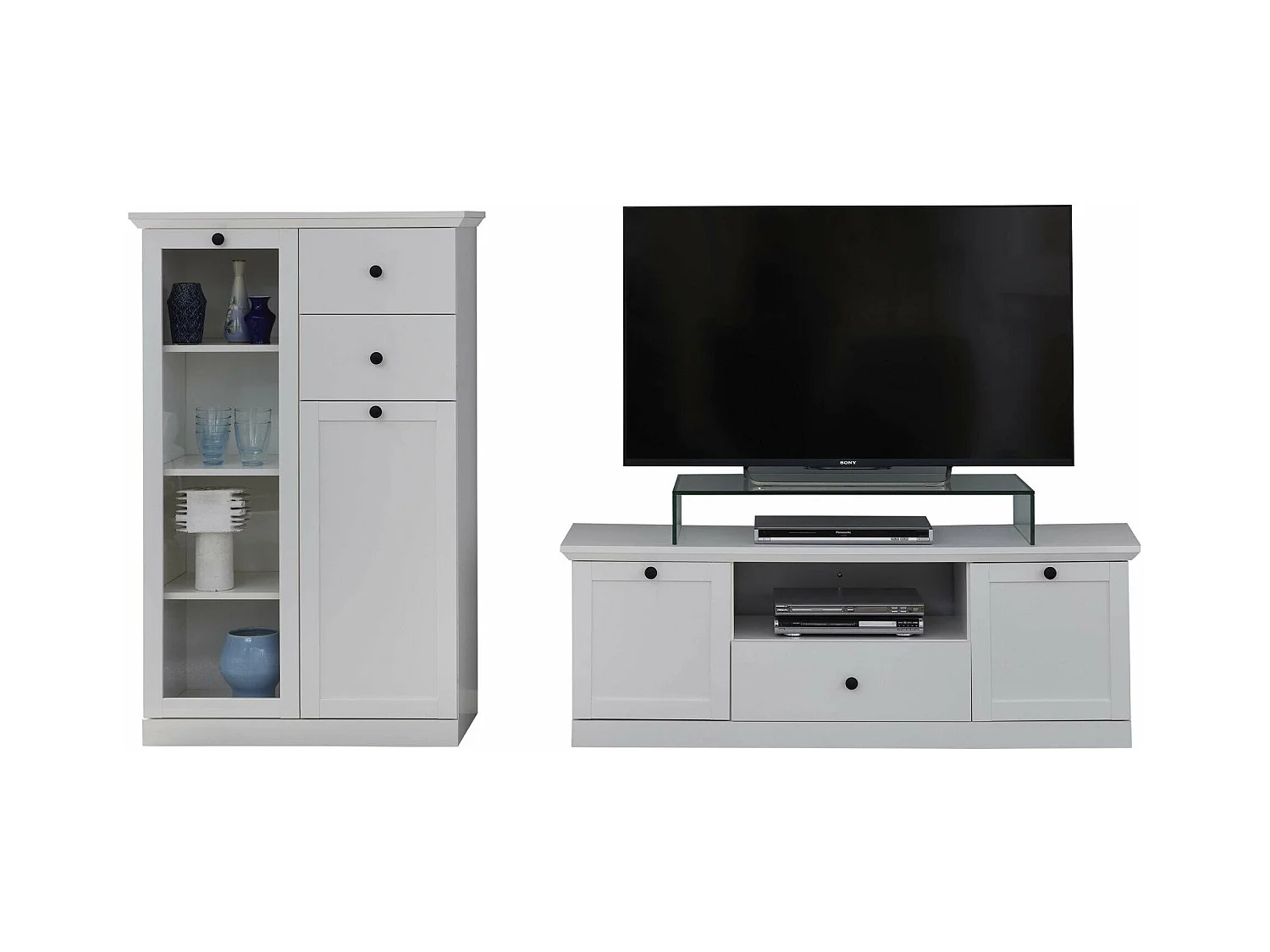 Ensemble meuble TV 2 pièces blanc mat Valex 235cm