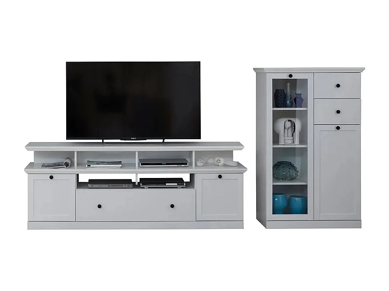 Ensemble meuble TV 2 pièces blanc mat Valex 129cm