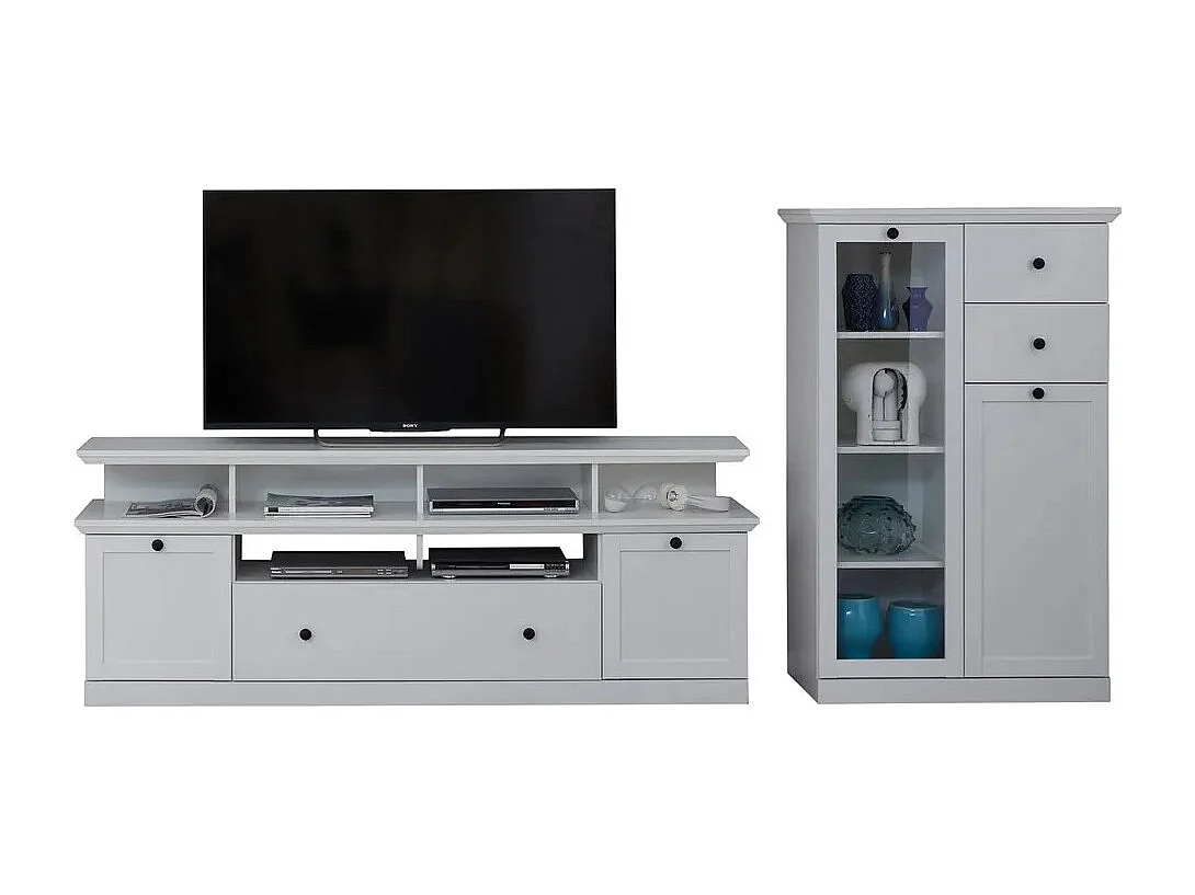 Ensemble meuble TV 2 pièces blanc mat Valex 129cm